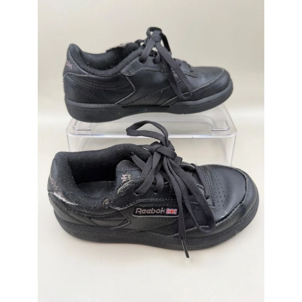 Reebok Club C Little Boys Size 10.5 Black on Black Fashion Sneakers